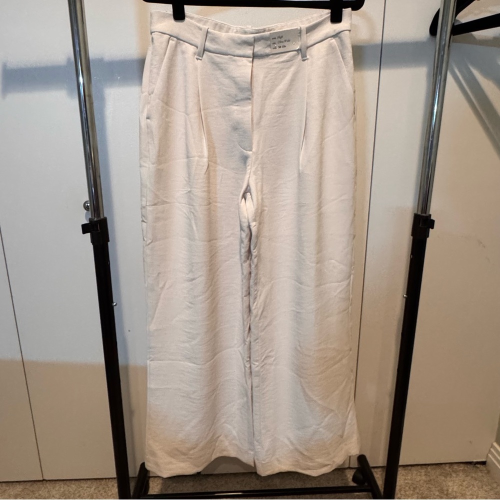 Abercrombie & Fitch White Wide-Leg Trousers